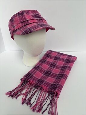 Pink Plaid Military Cap